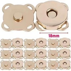 1/20set 수제 가방 마그네틱 스냅 버튼 매화 자석 클로저 버클 지갑 의류 핸드백 DIY 액세서리 도구 쥬얼리, [00] 18mm-rose gold