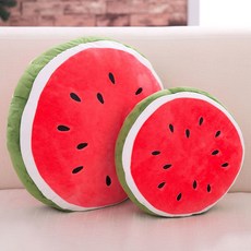 수박 캐릭터 봉제 인형 쿠션 포근한 바디필로우 낮잠 베개 침대 인테리어 소품, 원형