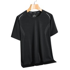 FASHIONS 大尺碼涼感衣 科技降溫 排汗速乾透氣短袖運動上衣 黑色 4XL