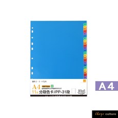 珠友 WA-13012 A4/13K11孔PP分段色卡-31段/A4資料本用/適用2孔夾3孔夾4孔夾/好好逛文具小舖, 1個