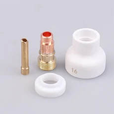 4Pcs TIG Welding 1.6/2.4/3.2mm White Ceramic Nozzle Alumina Cup Kit Torches WP17 18 26 Stubby Collet, 01 3.2mm