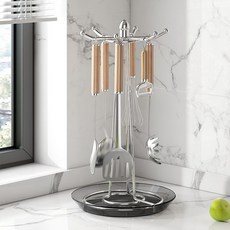 Shipshape 주방 스텐강 360도 회전형 조리도구걸이, 1개, 실버