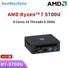 Genmachine 미니 PC 컴퓨터 게임 AMD Ryzen7 5700U 4800H 5800H 4500U 포켓 듀얼 HDMI LAN WIFI6 BT52 Wind, 01 AMD Ryzen 5 4500U, 02 유럽 ​​연합, 05 32G RAM 512G SSD