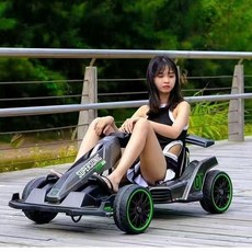 可伸縮成人可坐兒童電動卡丁車男女四輪充電小孩車, 烤漆灰+遙控+剎車+伸縮車身, 1個