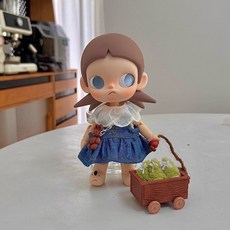 브롤리 팝마트 지거 인형옷 인형 드레스 고퀄리티, 아기 없음  Zsiga Gazi 자매, 데님 스커트 3피스 세트(상의+드레스+토끼가방)