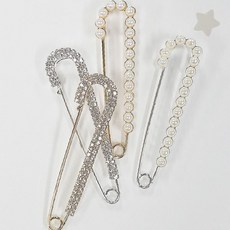 브로치 옷핀 큐빅 진주 장식 고정핀 의류 액세서리 패션 포인트, 1개, 진주실버