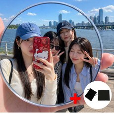 별오점 휴대용 여행용 미니 셀카 블록거울, 1개, 실버