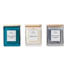 Torc 香氛蠟燭禮盒 3入/組，精選天然精油，舒緩壓力，營造居家氛圍, 三種香味各一入, （橙花&羅勒 / 亞麻 / 無花果&香根草）