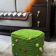 超粗冰條綫毛綫尾巴紗線DIY手工編織材料包 奶粉罐改造凳子坐墊, 暖黃,材料包【2團毛線+球】, 1個