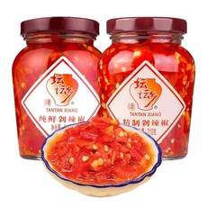 후난특산 고추 양념장 剁椒酱 坛坛乡 탄탄시앙 湖南辣椒酱 후난 라자오장 원산지 중국, 纯鲜 剁辣椒210gx1瓶