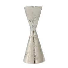 304不銹鋼雙頭量杯 酒吧量酒器 盎司杯 家用調酒杯 一體成型內外刻度 臺灣出貨, 一體量杯樹葉刻花30/60ml 帶刻度, 1個