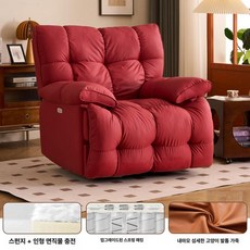 안락한 거실 라운지 1인 전동 소파 안락, 스마트폰 거치대 추가 50위안, 로즈레드 캣 가죽