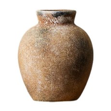 YSSHOP 소박한 세라믹 꽃병 꽃꽂이 사무실 장식 농가풍 꽃병 이사 선물 선반용 장식용 와비사비 스타일, 1개, 녹 12.7x12.7x15cm