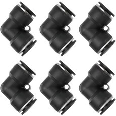 PATIKIL 6개 엘보우 유니온 푸시 투 커넥팅 피팅 5/8인치 OD 튜브 감속기 커넥터 퀵 잠금 어댑터 에어 호스 공압 시스템 파이프라인 연결 블랙, 5/8"