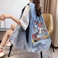 女童春秋裝牛仔馬甲兒童坎肩女中大童寬鬆外穿馬夾洋氣加肥加大潮