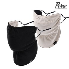 페라 남녀 겨울 양면 플리스 마스크 골프 스키 야외활동, 블랙/베이지, 1개