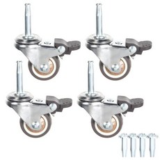 앤티크 황동 캐스터 휠 5/16인치 x 1-1/2인치(8 38mm) 고무 스템 빈티지 가구 롤러 캐스터(브레이크 포함 2.0인치 캐스터), 1.5 inch with Brakes