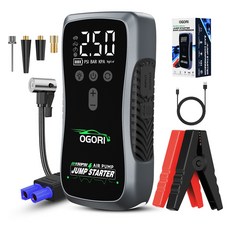 OGORI 3000A 자동차 점프스타터 올인원 에어펌프 보조배터리 12V 모든 자동차 사용가능, 1개, 8000mAh