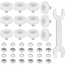 uxcell 19mm 서랍 롤러 휠 캐비닛 포지셔닝 슬라이드 나사 와셔 렌치 포함 파일 문서 캐비닛용 DIY 교체 부품 화이트 12개