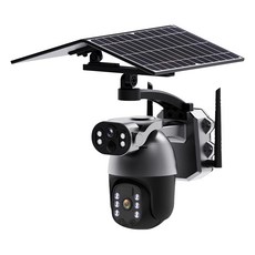 無線監視器 戶外防水安全監控 移動偵測遠端語音對講, 1套, Q5max 4G雙鏡頭 雙畫面太陽能監視器