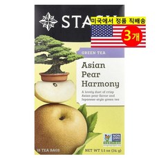 Stash Tea 오가닉 허브 티 아시아 배 하모니 녹차 18개입 34g 1개, 3개