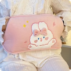 冬季熱賣 暖腰帶熱水袋充電式暖寶寶防爆護腰護宮肚子暖水袋可愛毛絨暖手寶, 1個, 兔兔[內膽熱水袋+智能防爆]