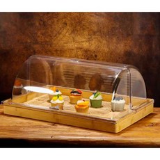 빵 쇼케이스 디저트 투명 돔 카페 보관 덮개 플레이팅 대나무 쟁반 52x32x4cm, 대나무 쟁반 41x28x4cm