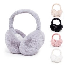 칸쿤 아동 주니어 여성 접이식 털귀마개 EM_02, 웜그레이, 1개