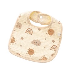 可愛卡通造型寶寶口水巾，柔軟親膚，吸水性強，方便攜帶, 太阳当空照, 1個, 1個裝