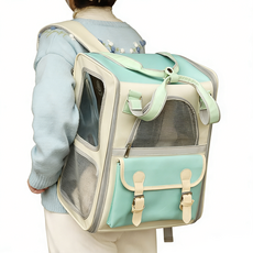 포프린츠펫 다기능 삼면통풍 고급형 고양이 강아지 이동가방, 1개, 청록색
