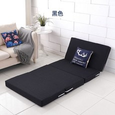 4단 접이식 매트리스 1인용 싱글 토퍼 간이매트 쿠션, 블랙