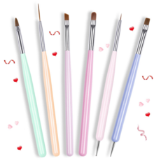 전문가용 네일 아트 브러쉬 6종 세트, 1세트, 혼합색상