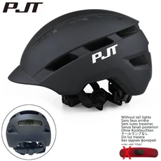PJT 야외 스포츠 사이클링 안전 헬멧 자전거 스쿠터 산악 도로 테일 라이트/남성 여성 패키지, 04 2P6-Black-White, 01 빠른  Mainland, 01 L 57-61CM