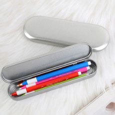 철제 틴케이스 쇠 필통 필기구 정리함 민무늬 펜 케이스, 사이즈, 소