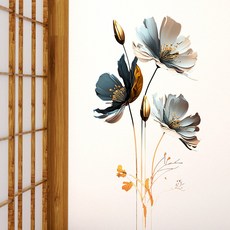 태쓰 인테리어 스티커 안방 거실 욕실 주방 벽면 포인트 스티커 2, 기품있는 삼색꽃