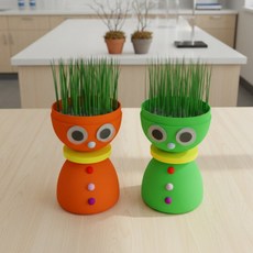 귀여운 잔디인형 만들기 머리가 자라나는 토피어리 화분 식물관찰 과학키트 (3개)