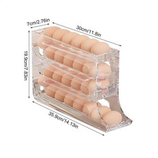 계란 보관 4단 냉장고 홀더 대용량 카운터탑 캐비닛 30개 정리함 공간 절약형, Transparent
