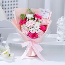 禮物花束香皂花生日玫瑰送閨蜜母親節女神節創意禮品花, 甦醒玫瑰康乃馨花束粉色:如圖所示