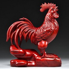 나무 닭 조각상 수탉 목각 공예 장식품 사무실 거실, 레드 높이 8cm, 1개, 1cm