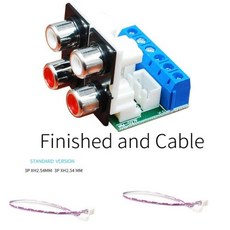 UNISIAN RCA 커넥터 모듈 4 채널 오디오 신호 보드 4RCA-3 핀 2.54 5.08 13 PCs, [04] Finished with Cable, [01] 1 Piece, 1개