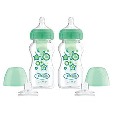 닥터브라운 옵션스 플러스 와이드넥 3단계 시피 스파우트 젖병 270ml ., 2팩, 그린