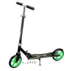 SW.SHOP 可折疊可調節高度滑板車，加寬踏板，耐磨大輪，防滑手柄, 【BB4】曲線板-黑色, 1個