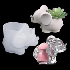 NINEXY 다육 식물 화분 실리콘 몰드 DIY 시멘트 석고 에폭시 수지 꽃병 촛대 보관 상자 홈 데코 공예 소형 소라 2개 1887070, Elephant A 1pc.