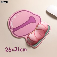 DFMEI 卡通硅膠護腕鼠標墊記憶棉鍵盤手託滑鼠墊腕託創意辦公簡約防滑墊, 1個, 粉色功德+1鼠標墊:如圖