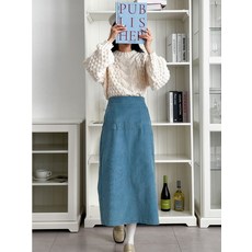 태리 여성용 뒷밴딩 골덴 롱 스커트