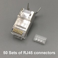 네트워크 케이블 천공 플러그 컴퓨터 커넥터 금도금 차폐 크림프 패스, 02 50Sets RJ45, 2) 50Sets RJ45