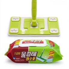 베이직 막대걸레 밀대 + 물걸레 청소포 고급 중형 25매, 1개