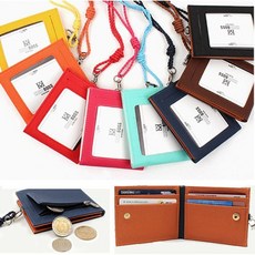 ITD 남녀 캐주얼 목걸이 카드지갑 명함 지폐 동전수납, 옐로우