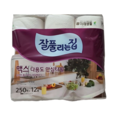잘풀리는집 맥스 다용도 천연펄프 롤키친타올, 250개입, 24개