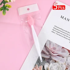 5Pcs 립 스크럽 브러시 실리콘 도구 양면 미니 엑스 폴리 에이 팅 다크 립을위한, 5개